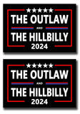 2 Pack The Outlaw and The Hillbilly Trump Vance 2024 President Voting Car Magnet Auto Truck Fridge Magnetic Decal Bumper Magnet