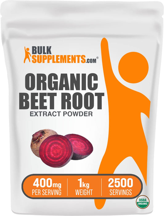 BulkSupplements.com Organic Beet Root Extract Powder - Superfood Supplement, Beets Supplements, Beets Powder - Vegan & Gluten Free, 400mg per Serving, 1kg (2.2 lbs) (Pack of 1)