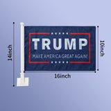 2 Pack Car Flags,Car Flag Donald Trump Make America Great Again Outdoor and Car Flag Pole, Car Logo Window Clip Can be Clipped to Most Windows 14 inch Flag Pole and 16 x 10 inch Double Sided Flag