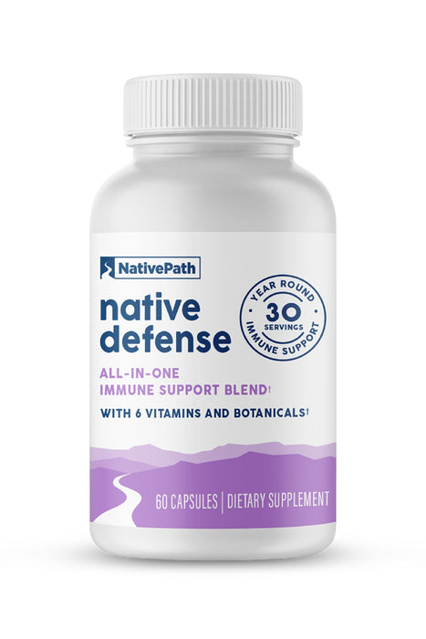 NativePath: Native Defense - All-Natural Collagen Production and Immune Support with Elderberry, Vitamin C, Vitamin D, Zinc, Quercetin and Siberian Ginseng - 30-Day Supply - Rich in Antioxidants