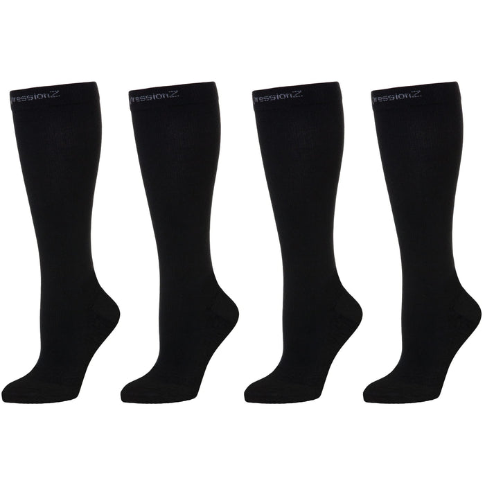 CompressionZ Compression Socks For Men & Women - 30 40 mmHG Graduated Medical Compression - Travel, Edema - Swelling in Feet & Legs (Black 2P, M)