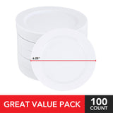 Stock Your Home 100 Count Premium White Plastic Plates, 6 Inch White Disposable Wedding Cake Plates, Heavy Duty Plastic Dessert Plates, Cocktail Appetizer Plates for Christmas Dinner Parties