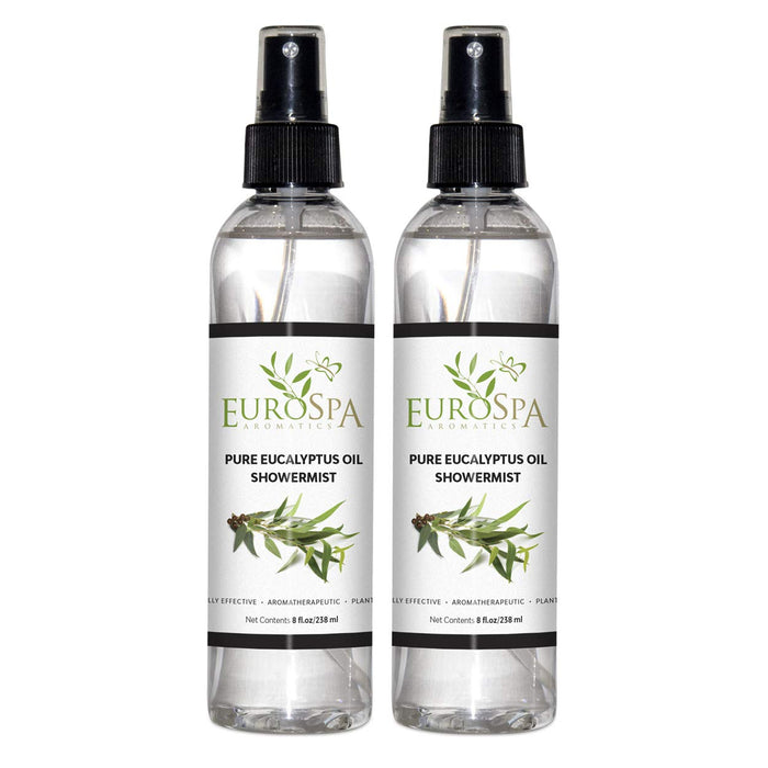 EuroSpa Aromatics Pure Eucalyptus Oil ShowerMist and Steam Room Spray, All-Natural Premium Aromatherapy Essential Oils - Pure Eucalyptus, 8oz, 2 Pack
