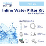 Inline Water Filter Kit for Ice Makers with 1/4" Tubing and a T-Connector