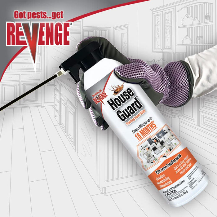 Bonide Revenge House Guard Foaming Insect Killer, 15 oz Ready-to-Use Aerosol Spray, Long Lasting Protection Indoors, Odorless and Nonstaining