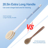 Back Scrubber Body Shower Brush: 20.5‘’ Extra Long Anti Slip Handle Bath Brush with Stiff and Soft Bristles - Showering Exfoliator for Women, Men, Elderly (Blue)