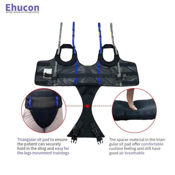 Ehucon Comfort Padded Patient Lift Walking Sling,Portable Hoyer Standing Harness to People/Handicap for Ambulating Support Training,500 lbs Safety Loading(Small)