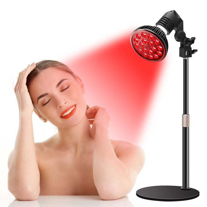 Wolezek Red Light Therapy Lamp for Face and Body, LED Red Light Therapy Bulb with Adjustable Desk Stand (10in-16.5in), 18 LEDs 660nm Red and 850nm Near Infrared Combo Red Light Therapy Device at Home