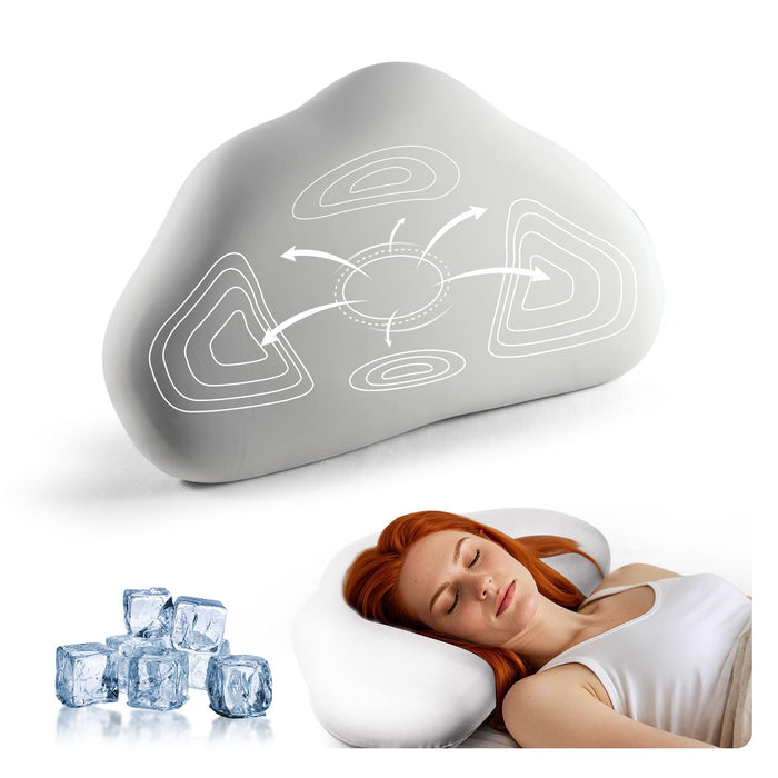 Cloud Contour Memory Foam Pillow Ergonomic Design for Sleeping Comfortably and Reducing Snoring Neck and Cervical Pillow with Cooling Pillowcase Grey