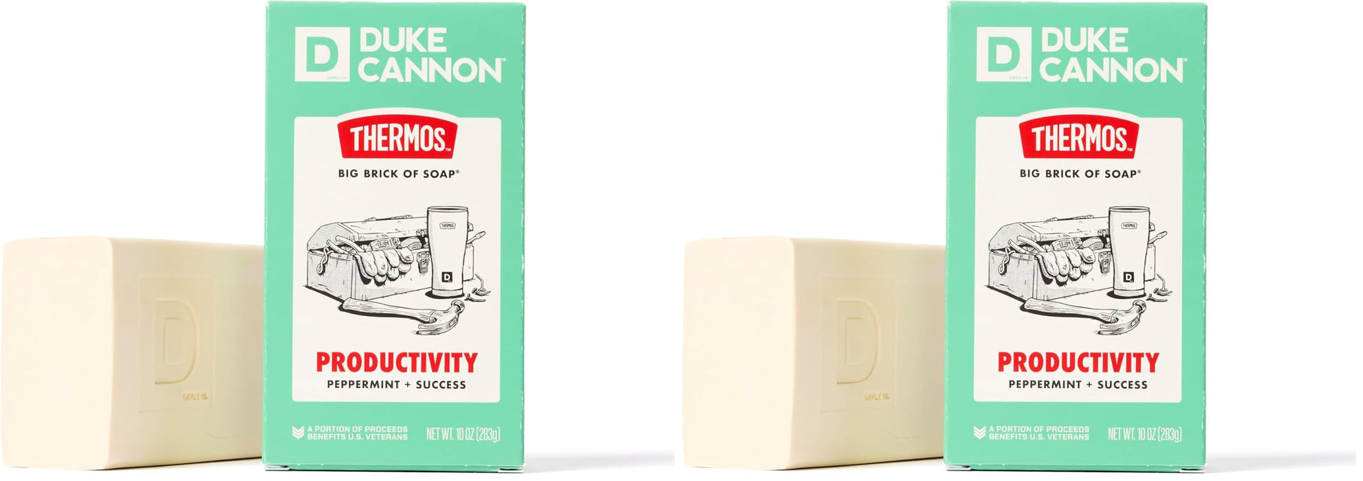 Duke Cannon x THERMOS Productivity Scent Bar Soap for Men, Large Brick Bar Soap, 10 oz (Pack of 2)