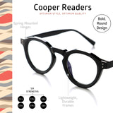 OPTIMUM OPTICAL Readers Glasses Spring-Mounted Hinges Scratch-Resistant Lenses Round Frame Reading Glasses For Men and Women - (Cooper, 1.5 x)