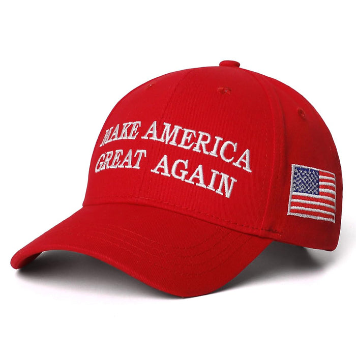 MAGA Hat Trump 2024,Embroidered Make America Great Again Donald Trump Slogan Hat and American Flag Adjustable Baseball Cap (MAGA and Flag Red)