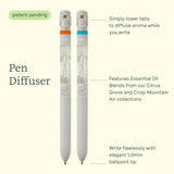 Lifelines 2 Pack Pen Diffuser in Citrus Grove & Crisp Mountain Air Essential Oil Blends, Elegant 1.0mm Ballpoint Tip, Black Pen, Ink Refill Included