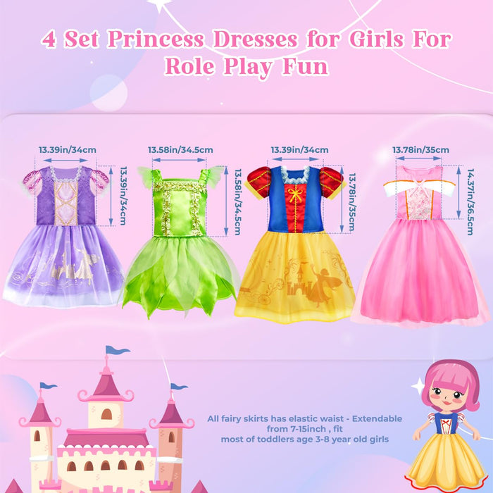 Meland Princess Dress Up - Princess Dress for Girls with Princess Toys, Christmas Birthday Gift for Toddler Girls Age 3-8