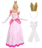 Princess Peach Costume Women Halloween Cosplay Adult Pink Dress Outfit XL