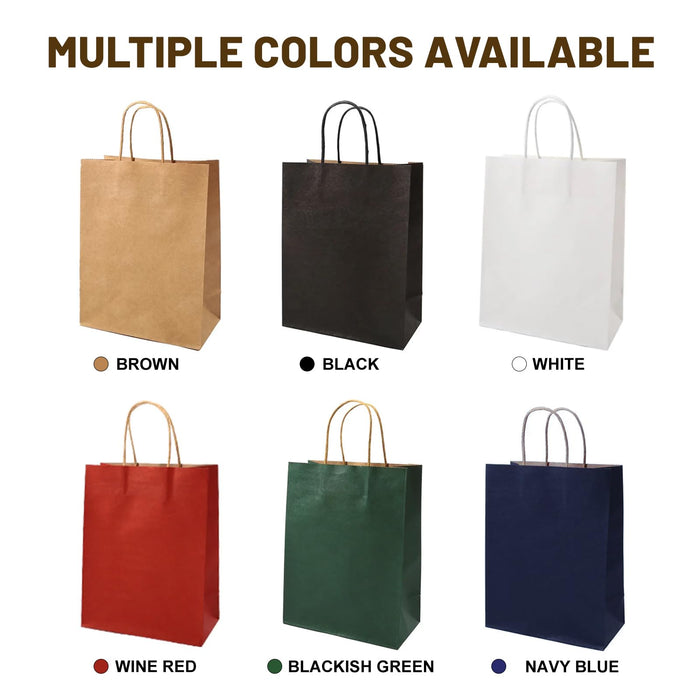 Gift Bags 8.25"x5.9 "x3.15" 100Pcs Paper Bags with Handles,kraft paper Bags for Small Business Christmas Bulk Bags, Wedding Party Favor Bags,Shopping Lunch Bags, Halloween Trick-or-Treat Bags (Red)