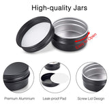 20pcs Empty Cosmetics Container Pots Aluminium Tin Jars with Screw Lids, Labels and Mini Spatula for Cream, Sample, Powder, Makeup Storage (20ml, Black)