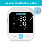 MEDGRAM Automatic Upper Arm Blood Pressure Monitor with Backlit LED Display, Adjustable Large Cuff (8.7-16.5 inches / 22-42cm), One-Click Measurement, Heart Rhythm Detection, 2 Users, 240 Sets Memory