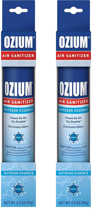 Ozium 3.5 Oz. Air Sanitizer & Odor Eliminator for Homes, Cars, Offices and More, Outdoor Essence Scent, 2 Pack