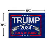 ANCONINE Trump 2024 Lock and Load Flag 3x5 FT, Gun Flag,Trump MAGA Flag,Take American Back Flag,2nd Amendment Flag with 2 Brass Grommets,Sturdy Double Stitched and Premium Polyester. (3x5ft)