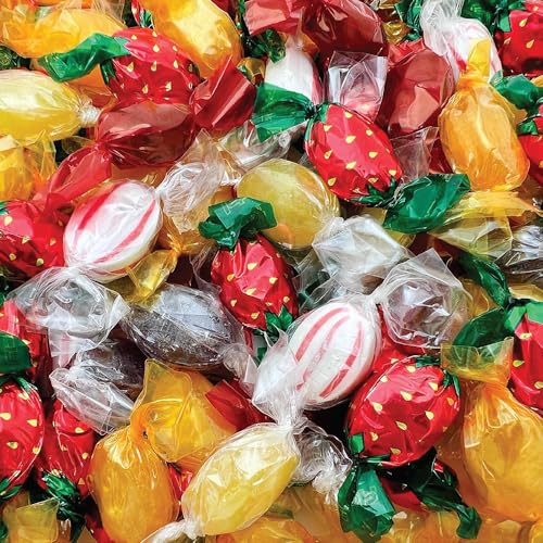 Old-School Hard Candy Assortment - 2 Pound Bulk Pack - Cinnamon, Strawberry, Peppermint, Butterscotch, Fruit Flavors