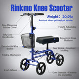 RINKMO Knee Scooter，Steerable Knee Walker Economical Knee Scooters for Foot Injuries Best Crutches Alternative (Blue 1)