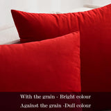 MIULEE Pack of 2 Christmas Bright Red Velvet Throw Pillow Covers 18x18 Inch Soft Solid Decorative Square Set Cushion Cases for Spring Couch Sofa Bedroom