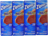 Ziploc Freezer Bags - Pint, 20 Count (Pack of 4)