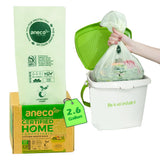 ANECO 100% Compostable Trash Bags 2.6 Gallon, Extra Thick Kitchen Small Compost Bags for Countertop Bin (100 Count)