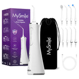 MySmile LP211 Cordless Advanced Water Flossers for Teeth, 5 Cleaning Modes Rechargeable Power Dental Flosser 8 Replacement Jet Tips IPX 7 Waterproof Dental Irrigador with Portable Travel Storage Pouch