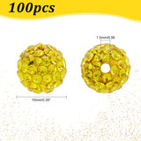 PH PandaHall 100pcs 10mm Rhinestones Beads Yellow Pave Disco Ball Clay Beads Polymer Clay Rhinestone Beads Round Crystal Beads for Pen Bracelet Necklace Earring Jewelry Making Christmas Decor