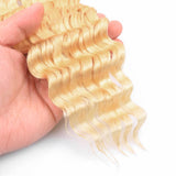 QTHAIR 14A Deep Wave Bulk Human Hair For Braiding No Weft (18", 613(Blonde)) 100% Unprocessed Brazilian Deep Wave Human Hair Virgin Hair Extensions Two Bundles Micro Braiding