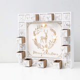 PIONEER-EFFORT Wooden Advent Calendar with Drawers and LED Lighting White Christmas Countdown Xmas Decoration