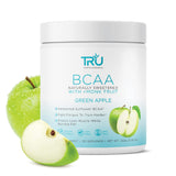 TRU BCAA, Plant Based Branched Chain Amino Acids, Vegan Friendly, Zero Calories, No artificials sweeteners or Dyes, 30 Servings, Green Apple