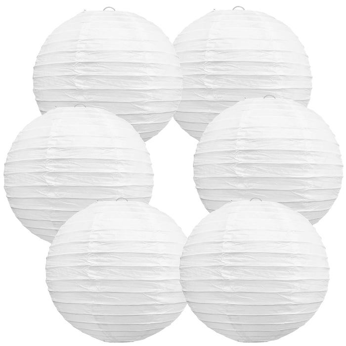 BEISHIDA 8-Inch White Paper Lanterns Decorative Chinese/Japanese Hanging Round Paper Lanterns Lamp for Birthday, Wedding, Christmas, Bridal, Home Decor, Party Decoration (6 Packs)