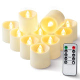 Homemory 400+ Hour Timer Remote Control Flameless Votive Candles, Battery Operated LED Tea Lights in Warm White for Outdoor, Table, Halloween, Christmas-Ivory Base