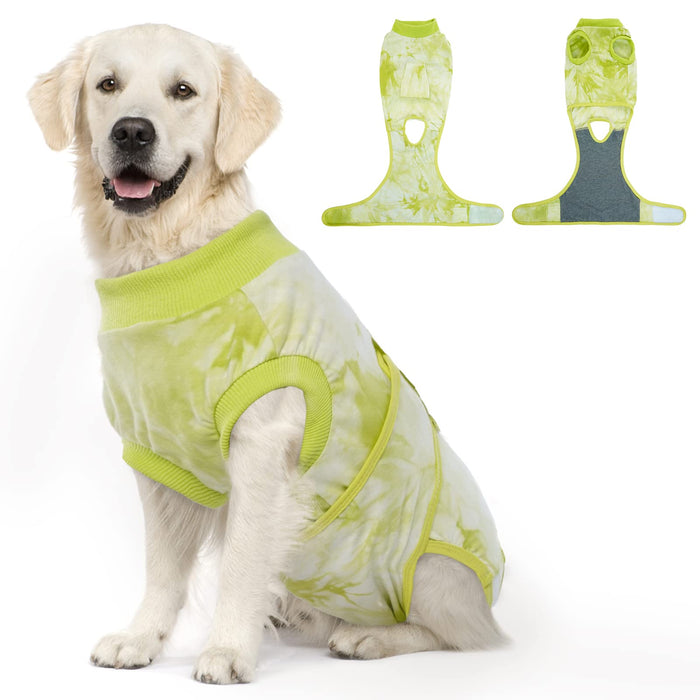 FUAMEY Recovery Suit for Dogs After Surgery,Soft Breathable Dog Bodysuit E-Collar & Cone Alternative Surgical Suit,Male Female Dog Neuter Spay Suits Anti Licking Wounds Onesie Green Tie Dye XL