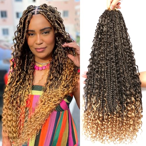Goddess Bohemian Box Braids Crochet Hair-8 Packs 24 Inch Boho Crochet Braids for Black Women Synthetic Braiding Hair (T27, 24 Inch(Pack of 8))