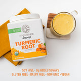 Sunwarrior Organic Turmeric Root Powder | Pure Raw Superfood Powder for Baking Smoothies and Curry | USDA Non-GMO 490g Tub (70 SRV) Organic Harvest