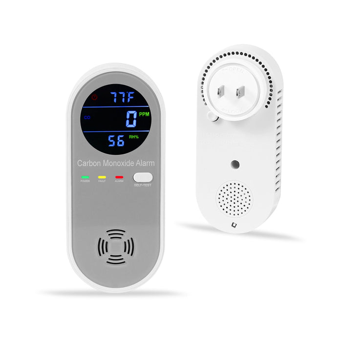Plug in Carbon Monoxide Detector, Carbon Monoxide Alarm,Real-time Digital Display 3-in-1 Level: PPM,°F & Humidity, Co Detector Monitor for Home,RV,Apartment