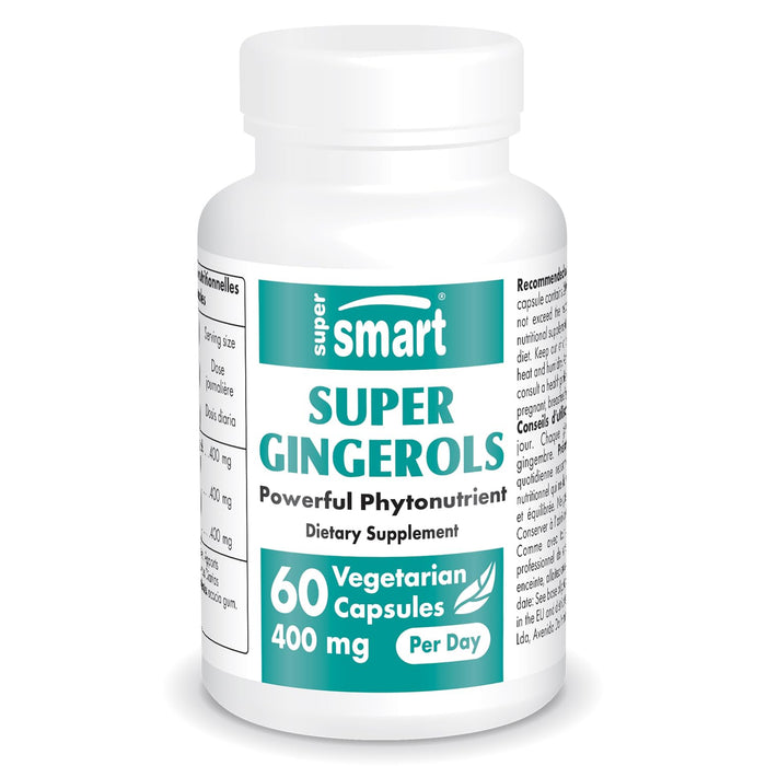 Supersmart - Super Gingerols 400mg per Day (High Potency 20% Gingerol) - Ginger Root Extract Supplement | Non-GMO & Gluten Free - 60 Vegetarian Capsules