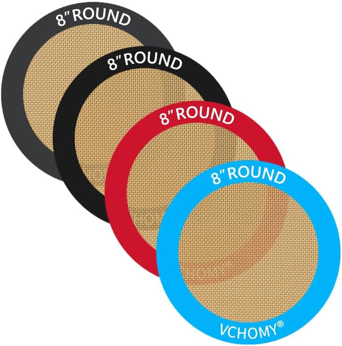 Silicone Baking Mats, Set of 4, Round dia 8 Inch, Non Stick, BPA Free, Baking Sheet Pan Liner for Cake,Pizza,Cookies,Macaron,Bread,Pastry,Toaster (Multi Colors, Round-dia 8 inch)