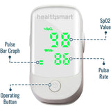 HealthSmart Pulse Oximeter for Fingertip That Displays Blood Oxygen Saturation Content, Pulse Rate and Pulse Bar with LED Display, Accurate and Reliable, Green