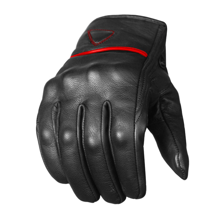 Jackets 4 Bikes Motorcycle Gloves - Premium Leather for Men, Touchscreen, Non-Slip, Motorbike Cruiser Street Biker Protector BlackRed XXL