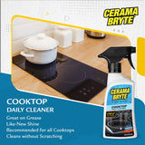 Cerama Bryte Daily Spray Cooktop and Stove Top Cleaner for Glass & Pads Combo Kit - Ceramic Surfaces, 16 Fluid Ounces, 4 Piece Set