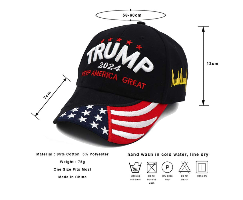 Trump 2024 Hat, Donald Trump 2024 Cap Keep America Great MAGA USA Embroidery Adjustable Baseball Cap