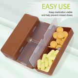 FYY 2 Pcs Daily Pill Organizer, 7 Compartments Portable Pill Case Travel Pill Organizer,[Folding Design]Pill Box for Purse Pocket to Hold Vitamins,Cod Liver Oil,Supplements and Medication-Brown