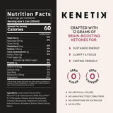 Kenetik Nootropic Ketone Drink, Ketones for Energy & Focus, Caffeine & Sugar Free, High Performance D-BHB Ketone Mix, Fuel w/Zero Crash or Jitters, Ready to Drink - Variety 6 Pk