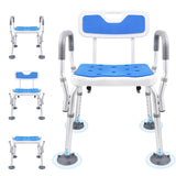 Hotodeal Shower Chair, Adjustable Height Shower Seat with Armrests and Backrest for Elderly, Disabled, Handicap, Pregnant, Tool-Free Install Support 300 lbs