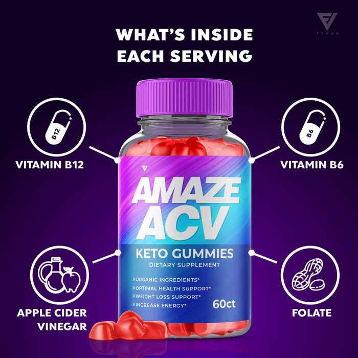 (2 Pack) Amaze ACV Keto Gummies - Amaze ACV Keto Gummies for Weight Loss, Amaze Keto ACV Advanced Fat Belly, Amaze AVC Gummies Apple Cider Vinegar Women Men (120 Gummies)